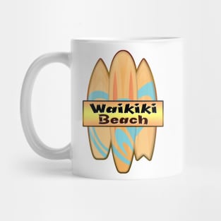 Surf Waikiki Beach Hawaii Surfing Surfboard Shaka Hang Loose Mug